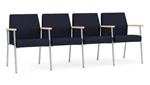 Navy Open House Fabric / Silver Finish / Natural Maple Armrests