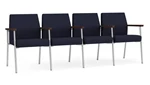Navy Open House Fabric / Silver Finish / Riftwood Walnut Armrests