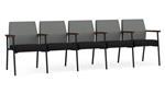 Asteroid Open House Fabric / Black Open House Fabric / Black Steel Finish / Riftwood Walnut Arm Cap