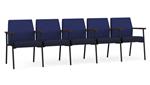 Cobalt Open House Fabric / Navy Open House Fabric / Black Steel Finish / Riftwood Walnut Arm Cap