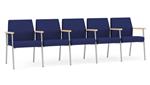 Cobalt Open House Fabric / Silver Finish / Natural Maple Armrests