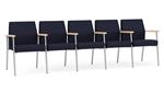 Navy Open House Fabric / Silver Finish / Natural Maple Armrests