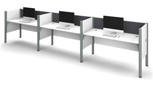 Workstations & Cubicles Bestar Office Furniture Triple Side-by-Side Workstation - White with Tack Boards