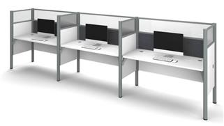 Workstations & Cubicles Bestar Office Furniture Triple Side-by-Side Workstation - White with Tack Boards and Acrylic Glass Privacy Panels