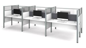 Workstations & Cubicles Bestar Office Furniture Six Workstation - White with Tack Boards and Acrylic Glass Privacy Panels