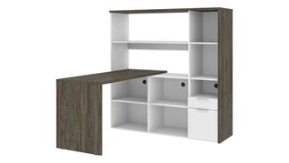L Shaped Desks Bestar Office Furniture 60" W L-Shaped Desk with Hutch