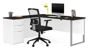 L Shaped Desks Bestar Office Furniture L-Shaped Desk with Metal Legs