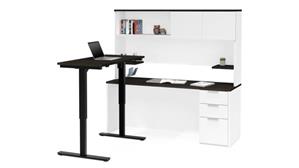 Adjustable Height Desks & Tables Bestar Office Furniture Height Adjustable L-Desk with Hutch