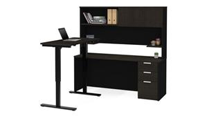 Adjustable Height Desks & Tables Bestar Office Furniture Height Adjustable L-Desk with Hutch