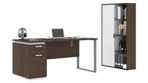 Computer Desks Bestar Office Furniture 66in W Computer Desk and Bookcase