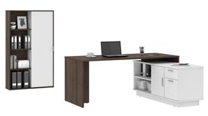 L Shaped Desks Bestar Office Furniture 72" W L-Shaped Desk and Bookcase