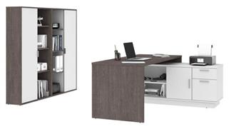 L Shaped Desks Bestar Office Furniture 72" W  L-Shaped Desk and 2 Bookcases
