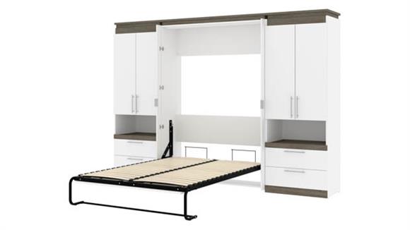 Murphy Beds Bestar Office Furniture 118" W Full Murphy Bed and 2 Storage Cabinets with Pull-Out Shelves
