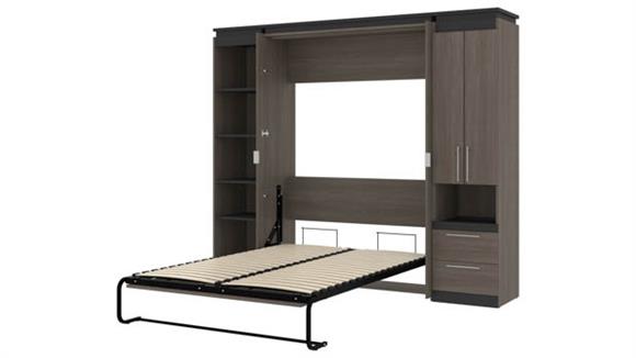 Murphy Beds Bestar Office Furniture 98" W Full Murphy Bed with Narrow Storage Solutions