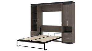 Murphy Beds - Full Bestar Office Furniture 98in W Full Murphy Bed and Narrow Storage Solutions with Drawers
