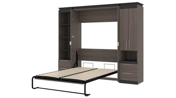 Murphy Beds Bestar Office Furniture 98" W Full Murphy Bed and Narrow Storage Solutions with Drawers