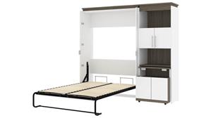 Murphy Beds - Full Bestar Office Furniture 88in W Full Murphy Bed and Shelving Unit with Fold-Out Desk