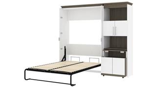 Murphy Beds Bestar Office Furniture 88" W Full Murphy Bed and Shelving Unit with Fold-Out Desk