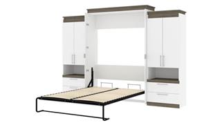 Murphy Beds - Queen Bestar Office Furniture 124in W Queen Murphy Bed and 2 Storage Cabinets with Pull-Out Shelves