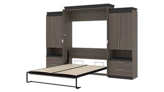 Murphy Beds - Queen Bestar Office Furniture 124" W Queen Murphy Bed and 2 Storage Cabinets with Pull-Out Shelves