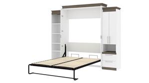 Murphy Beds - Queen Bestar Office Furniture 104in W Queen Murphy Bed with Narrow Storage Solutions