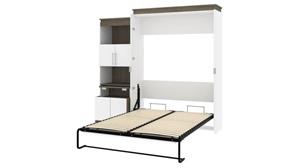 Murphy Beds - Queen Bestar Office Furniture 94" W Queen Murphy Bed and Shelving Unit with Fold-Out Desk