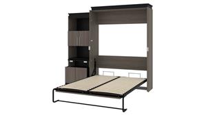 Murphy Beds - Queen Bestar Office Furniture 94in W Queen Murphy Bed and Shelving Unit with Fold-Out Desk