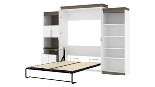 Murphy Beds - Queen Bestar Office Furniture 124in W Queen Murphy Bed with Shelving and Fold-Out Desk