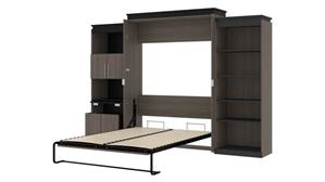 Murphy Beds - Queen Bestar Office Furniture 124in W Queen Murphy Bed with Shelving and Fold-Out Desk