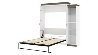 Murphy Beds - Queen Bestar Office Furniture 84" W Queen Murphy Bed with Narrow Shelving Unit