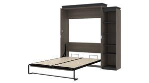 Murphy Beds - Queen Bestar Office Furniture 84in W Queen Murphy Bed with Narrow Shelving Unit