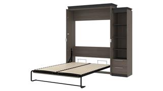 Murphy Beds - Queen Bestar Office Furniture 84" W Queen Murphy Bed and Narrow Shelving Unit with Drawers