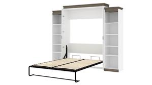 Murphy Beds Bestar Office Furniture 104" W Queen Murphy Bed with 2 Narrow Shelving Units