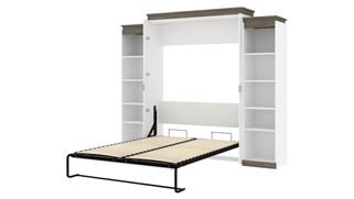 Murphy Beds - Queen Bestar Office Furniture 104" W Queen Murphy Bed with 2 Narrow Shelving Units
