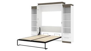 Murphy Beds - Queen Bestar Office Furniture 104" W Queen Murphy Bed and 2 Narrow Shelving Units with Drawers
