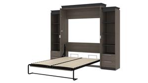 Murphy Beds - Queen Bestar Office Furniture 104" W Queen Murphy Bed and 2 Narrow Shelving Units with Drawers