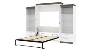 Murphy Beds - Queen Bestar Office Furniture 124in W Queen Murphy Bed and 2 Shelving Units with Drawers