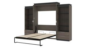 Murphy Beds - Queen Bestar Office Furniture 124in W Queen Murphy Bed and 2 Shelving Units with Drawers