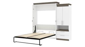 Murphy Beds - Queen Bestar Office Furniture 94in W Queen Murphy Bed and Storage Cabinet with Pull-Out Shelf