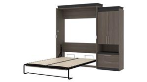 Murphy Beds - Queen Bestar Office Furniture 94" W Queen Murphy Bed and Storage Cabinet with Pull-Out Shelf