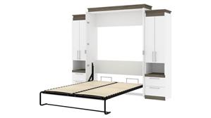 Murphy Beds - Queen Bestar Office Furniture 104" W Queen Murphy Bed and 2 Storage Cabinets with Pull-Out Shelves