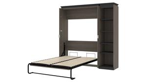 Murphy Beds - Full Bestar Office Furniture 78in W Full Murphy Bed with Narrow Shelving Unit