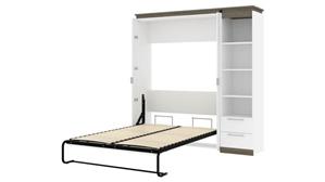 Murphy Beds - Full Bestar Office Furniture 78in W Full Murphy Bed and Narrow Shelving Unit with Drawers