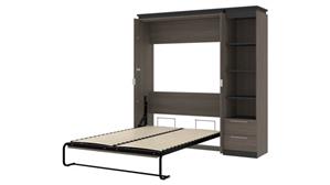 Murphy Beds - Full Bestar Office Furniture 78in W Full Murphy Bed and Narrow Shelving Unit with Drawers