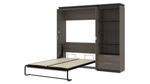 Murphy Beds Bestar Office Furniture 88" W Full Murphy Bed and Shelving Unit with Drawers