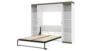Murphy Beds - Full Bestar Office Furniture 98in W Full Murphy Bed with 2 Narrow Shelving Units