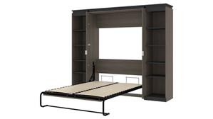 Murphy Beds - Full Bestar Office Furniture 98" W Full Murphy Bed with 2 Narrow Shelving Units