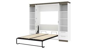 Murphy Beds - Full Bestar Office Furniture 98" W Full Murphy Bed and 2 Narrow Shelving Units with Drawers