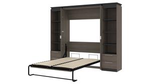 Murphy Beds Bestar Office Furniture 98" W Full Murphy Bed and 2 Narrow Shelving Units with Drawers