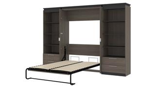 Murphy Beds - Full Bestar Office Furniture 118in W Full Murphy Bed and 2 Shelving Units with Drawers